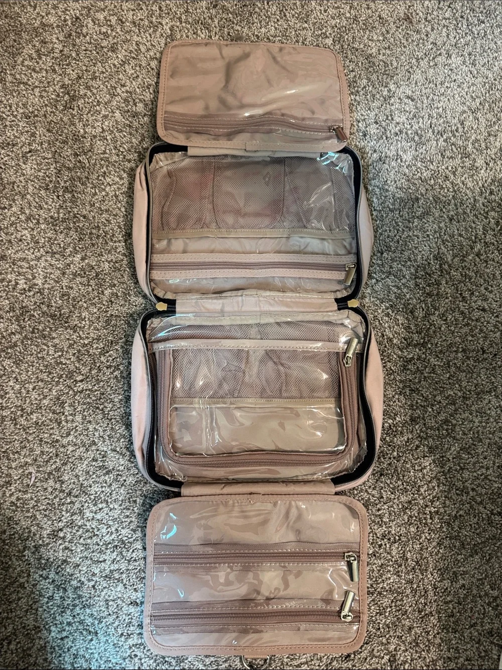 Blush Quilted Travel Cosmetic Bag